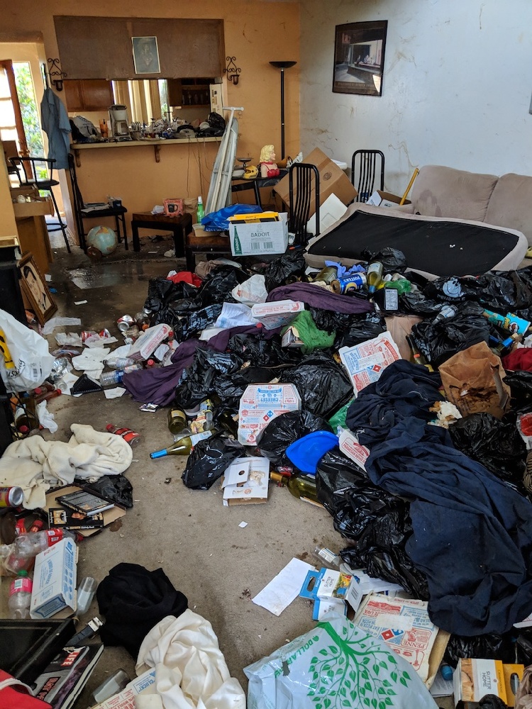 Living room of a hoarder.